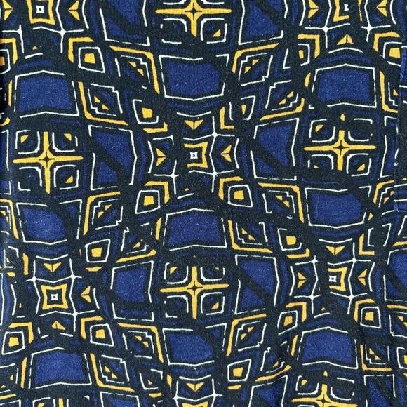 LuLaRoe S Carly Swing Dress Navy & Gold Geometric Print with Breast Pocket - Picture 7 of 10